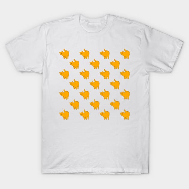 Cute Yellow Cat Pattern T-Shirt by DrawingEggen